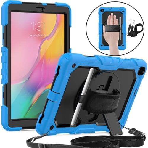 For samsung galaxy tab a 10 1 2019 case with hand and shoulder strap silicone case for samsung tab T510 T515 shockproof cover