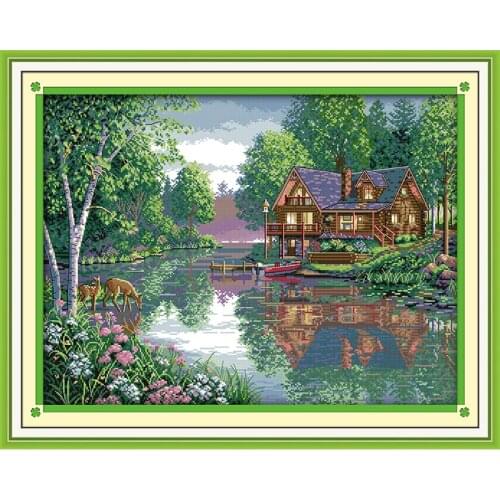 Everlasting Love Leisure Hut Chinese Cross Stitch Kits Ecological Cotton Stamped Printed 11 14CT DIY Christmas Decorations Gift