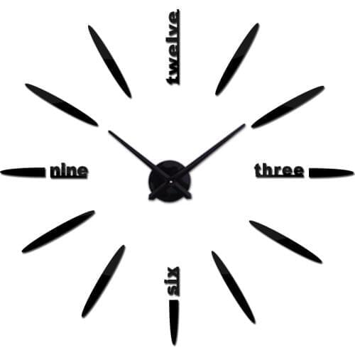 Hot sale large wall clock acrylicmirror clocks horloge quartz needle home decoration living room wall sticker