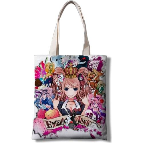 Anime Danganronpa Trigger Happy Havoc Student Canvas Bag Lightweight Tote Bag Large Capacity Supermarket Shopping Storage Bag