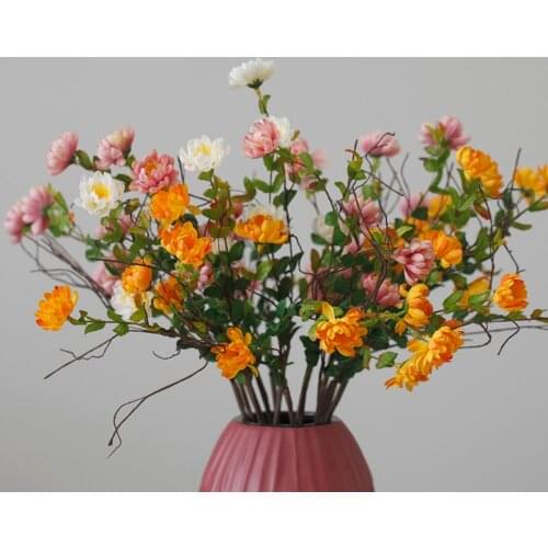 Fake Flowers Country Style Aritificial Silk Chrysanthemum Bouquet For Vases,Home Decor,Picnic,Mariage Flores Accessories
