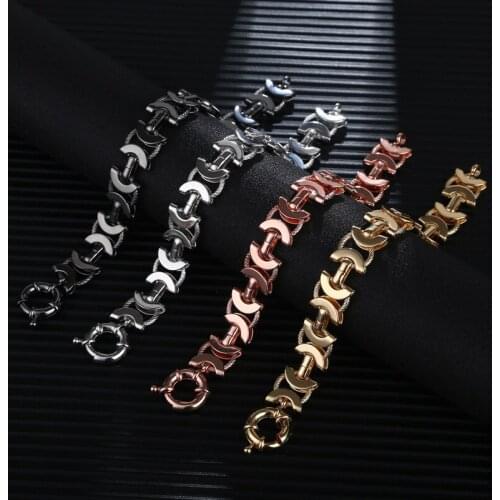 Minimalist Of Trend Fashion C- shaped exaggerated personalized sailor buckle chain 18K Gold Plated bracelet for women