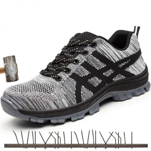 Autumn Safety Shoes Sneaker Steel Toe Men Fashion Anti-smashing Mens Work Shoes Black Breathable Comfortable Male Sports Shoes