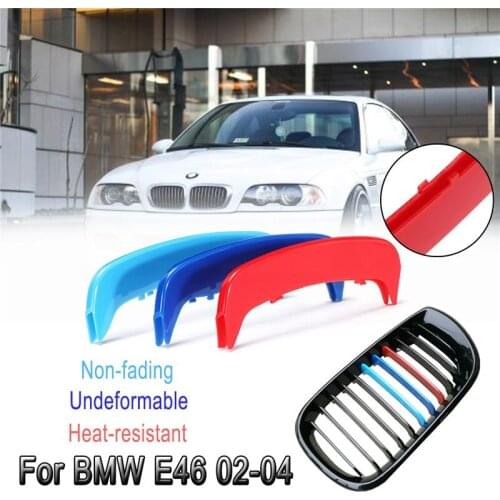 3-color plastic front center grille cover decorative racing grille suitable for E46 2002-2004 grille cover stripe clip