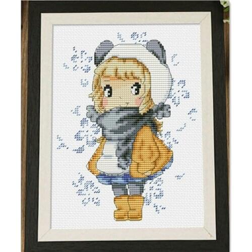 The girl with big eyes cross stitch kit 18ct 14ct 11ct count printed canvas stitching embroidery DIY handmade needlework