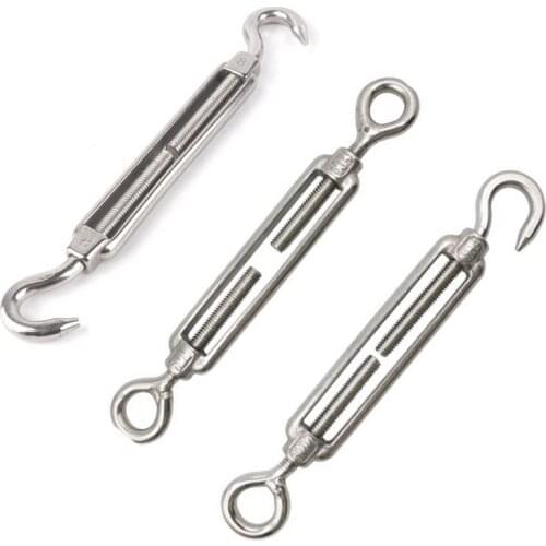 1pc 304 Stainless Steel Rope Tensioner Tarpaulin Sun Shade Net Fix Fittings Wire Cable Expansion Hook Adjustable Turnbuckle