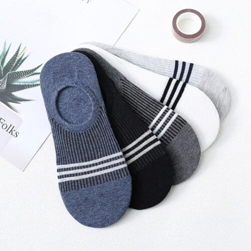 High Quality Mens Socks 3 Pairs/Lot Striped Style Casual Short Socks Invisible Male Boat Sock Breathable Cotton Ankle Socks Boy
