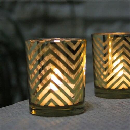 New 4 color contemporary contracted gold broken line electroplate glass candlestick romantic candlelight dinner bar decoration