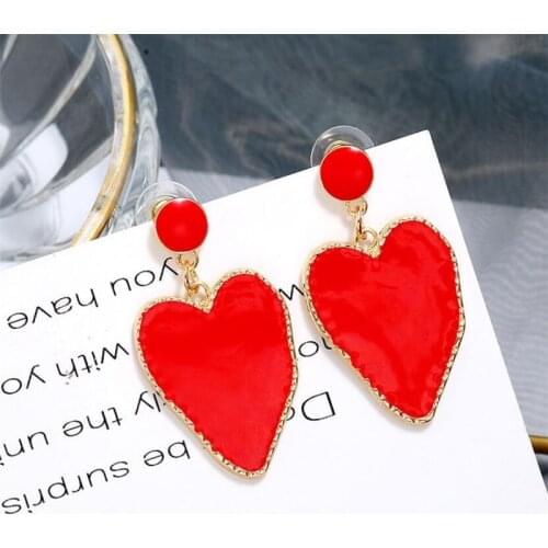 New Acrylic Simple Heart Irregular Drop Earrings For Women 2020 Girls Sweet Red Love Dangle Earrings Fashion Accessories Jewelry