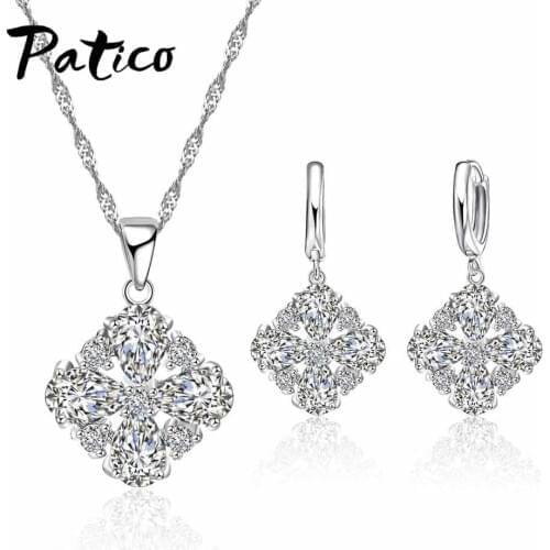 NEW Fashion Wedding Jewelry Set Necklace Full Shining Crystal Choker 925 Sterling Silver Necklace For Women Hot