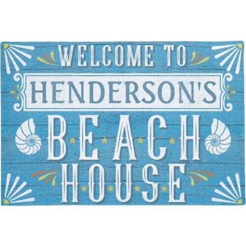 Beach House Nautical Coastal Shells Custom Name Doormat Home Decoration Entry Non-slip Door Mat Rubber Washable Floor mat