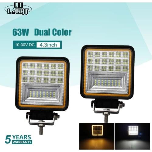 CO LIGHT 4.3" 63W Fog Light Led 3000K 6000K Amber Angel Eyes Led Work Light DRL for 4WD SUV Truck 4X4 LADA NIVA Tractor 12V 24V