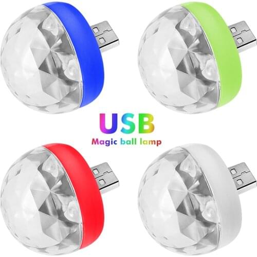Mini USB LED Disco Lights Portable Christmas Party Magic Ball Disco Stage Lights Club Colorful Stage Effect Lights Mobile Phone