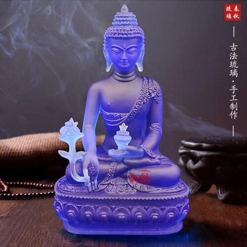 Glazed glass ornaments statues Buddha religion crafts ornaments Clifford Home Furnishing small ornaments