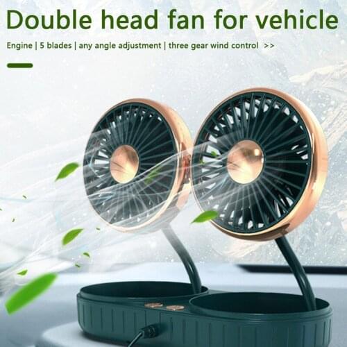 USB Powered Car Cooler Fan Sunflower Style Dual/Single Head 3 Speeds 5 Blades Cooling Fan for Auto Desktop Home Office Table