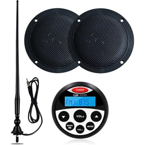 Waterproof Marine Radio Boat Stereo Bluetooth Audio AM FM Receiver Car MP3 Player+4Inch Marine Speaker+Antenna For SPA ATV Yacht