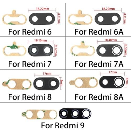 10pcs/lot , For Xiaomi Mi 10T Pro New Back Rear Camera Glass Lens For Xiaomi Redmi 6 6A 7 7A 8 8A 9 Replacement Parts