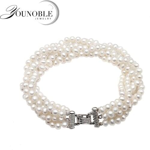 Beautiful Real freshwater pearl bracelet women,multi layer strand bracelets female birthday gift