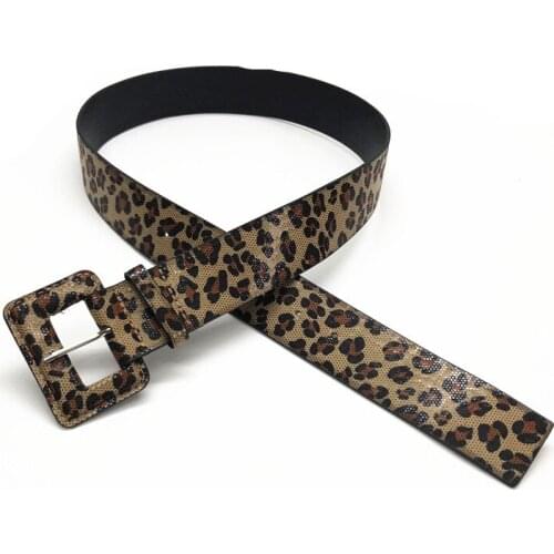 2020 Four Seasons Lady PU leather Women Belt Leopard Fashion Alloy Pin Buckle Frosted Decoration wide 4CM Accessories Coat