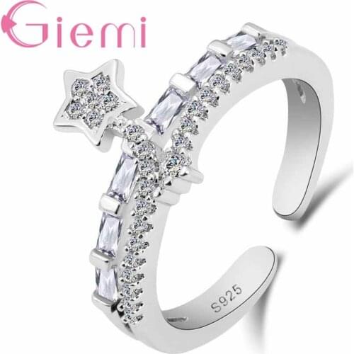 New Unique Crystal Crown Finger Rings for Women Ladies Solid 925 Sterling Silver Jewelry Hot Sale Shiny Engagement Anel