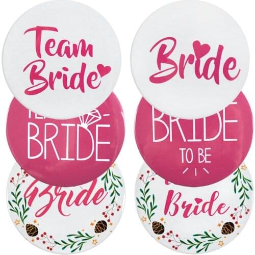 6pcs/lot Bachelor Party Badge Bride Bridesmaid Team Badge Decoration Bride Gifts Wedding Party Decoration Supplies Girls Gifts
