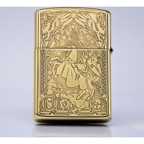 Zorro new double-sided crusader pure copper kerosene lighter five-sided carved and etched gifts for men