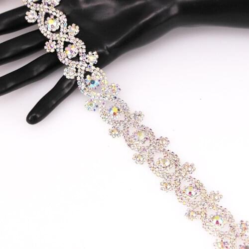 1 Yard Constant AB Welding Cord Trim Rhinestone Trimming Cup Chain For Women Wedding Belt Bridal Sash Belt