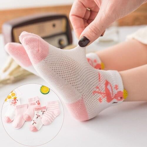 10pc/lot(5 Paris) Summer Baby Socks Mesh Thin 100%cotton Unisex Infant Socks Short Breathable Childrens Socks for 0-3Years