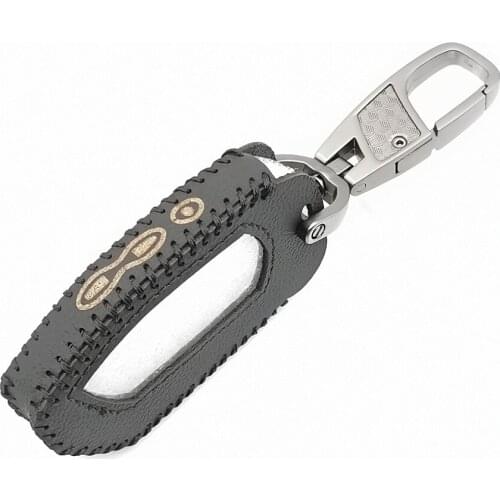 100% Leather Key Case Keychain Cover for Pandora DXL 4950 DX-90BT DX-91 Two Way Russian Version Car Alarm LCD Remote