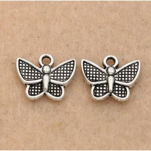 15pcs Antique Silver Plated Butterfly Charm Pendant fit Bracelet Necklace Jewelry DIY Making Accessories 11x12mm
