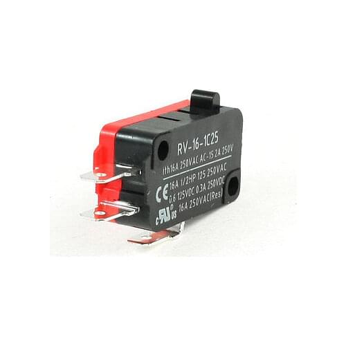250VAC 16A SPDT 1NO 1NC 3P Black Momentary Pushbutton Limit Microswitch