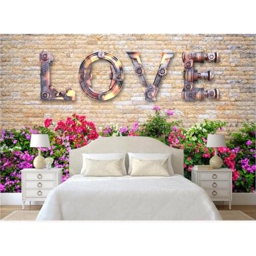 3D wallpaper custom 3d wall murals wallpaper mural European Retro Nostalgia wall LOVE Brick Wall Bar Backdrop wall home decor