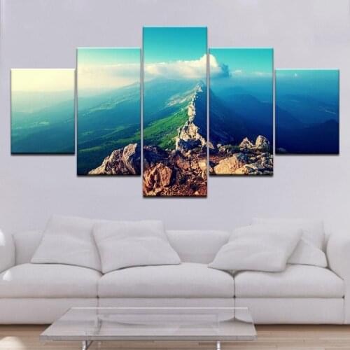 5 panels HD print art sunrise sea beach painting wall art modern modular poster art canvas painting living room home decoration