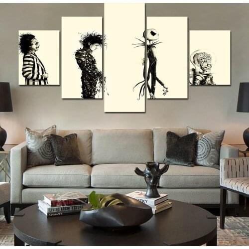 ArtSailing 5 panel wall art horror movie poster 5 piece horror movie charactor painting Halloween saw chucky The Conjuring