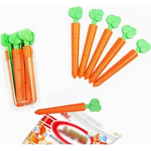 5 PCS Cute Carrot Food Bags Sealer Clip Fresh-Keeping Clamp Food Sealers Snack Bags Storage Bag Sealing Clip Kitchen Gadget