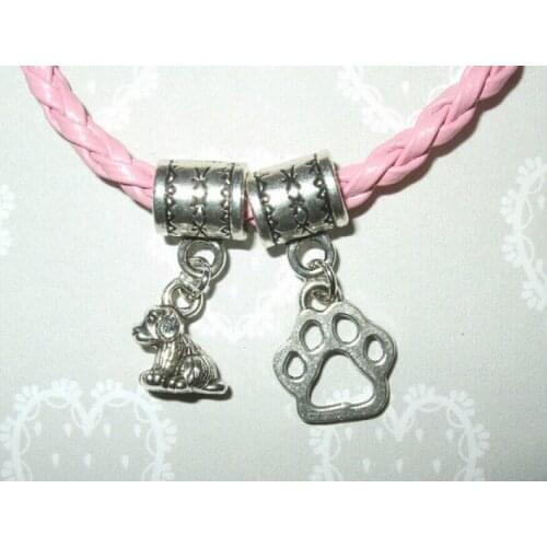 50Pcs Fashion Jewelry Dog paw prints&Chihuahuas Dog Charm Multicolor Braided Rope Protection Spiritual Bracelet