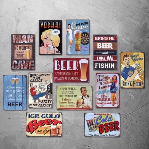 MAN CAVE NO WORKING DURING DRINK HOURS Vintage Tin Sign Bar pub home Wall Decor Retro Metal Art Poster