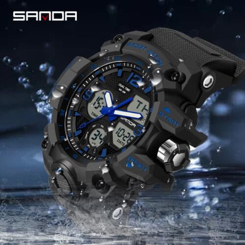 Waterproof Sport Watch Luxury Dual Time Electronic Watches Men Shockproof Mlitary Man Dress Wristwatch Luminous Alarm Clock