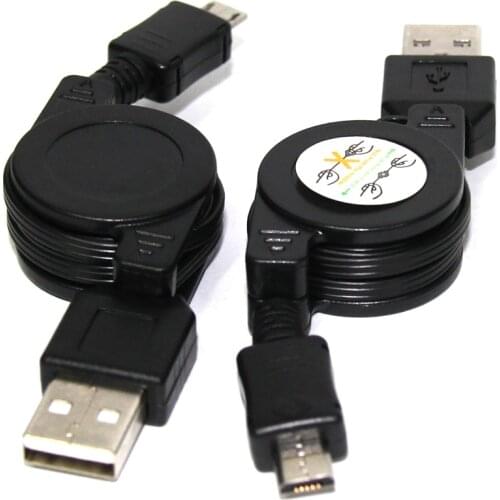 Black 5pcs Micro USB to USB Retractable Data Sync Charger Cable -15