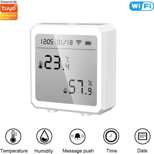 Tuya Smart Home Wifi Temperature And Humidity Sensor With LED Screen Intelligent Linkage Alarm Push For Alexa/Google Assistant
