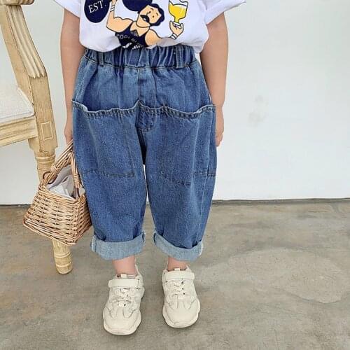 2 3 4 5 6 Years Toddler Girls Jeans Casual Korean Loose Denim Pants for Girl Baby Kids Clothing Spring Autumn Children Trousers