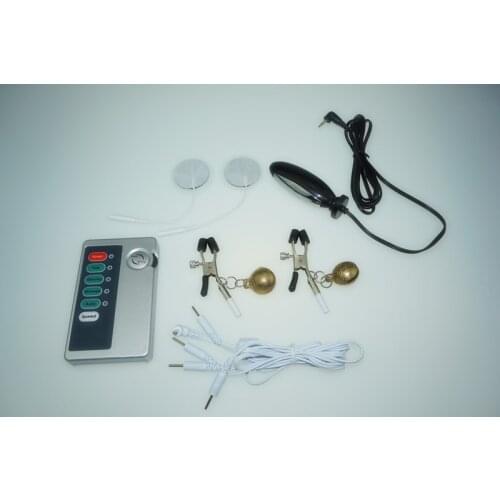 Electro shock sex toy electric stimulation physical medical therapy anal butt plug nipple clamp clip adult products