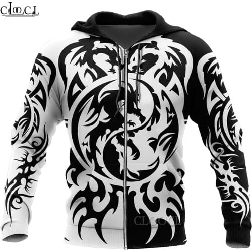 HX Newest Newest Tattoo and Dungeon Dragon Zipper Hoodies Men Women 3D Print Fashion Hip Hop Harajuku Casual Tops Drop Shipping