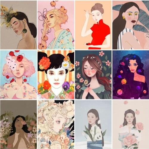 Girl Portrait Cartoon Pictures 5D Diy Diamond Painting Home Decor Gifts Embroidery Mosaic Cross Stitch Needlework Art Craft