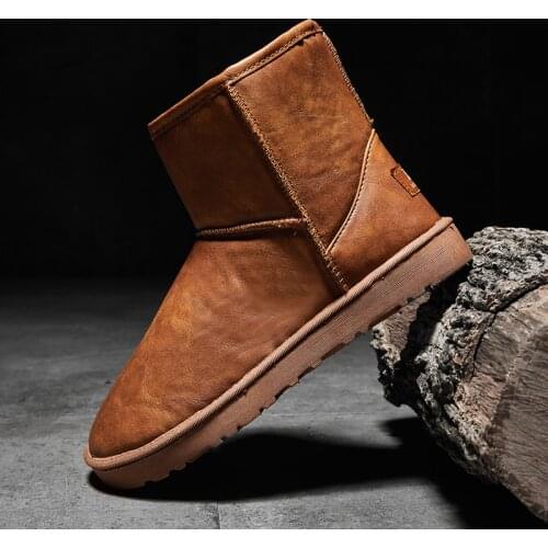 Classical Winter Mens Snow Boots Non-slip Outdoor Ankle Boots for Man Fur Keep Warm Boots Mens Casual Shoes