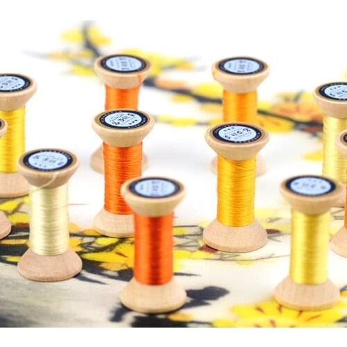 20m Mini Spool/Suzhou embroidery embroidery thread / silk thread spool / silk embroidery thread / autumn yellow