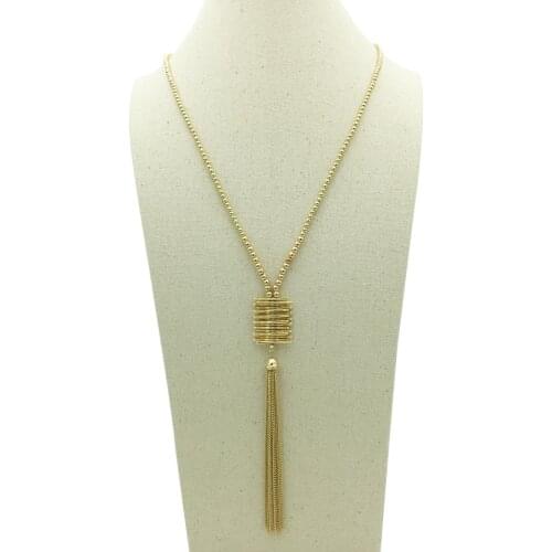 Multilayer Stick Pendant Necklace Fashion Alloy Long Tassel Necklaces For Women/Men Beads Chain Distinctive Jewelry