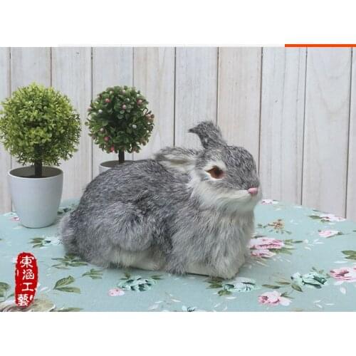 Gray simulation cute rabbit toy polyethylene&furs lovey rabbit model doll gift about 22*16*12cm 1997