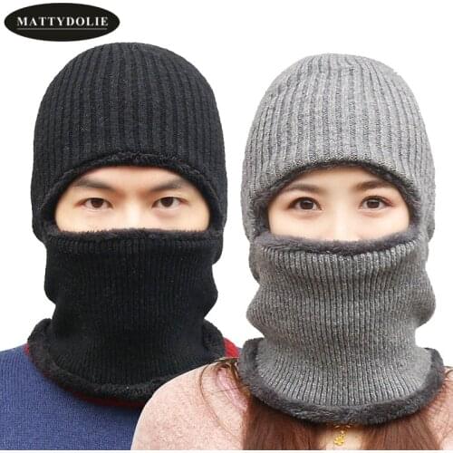 MATTYDOLIE Balaclava Men Warm Hats Cap Scarf Winter Hat Knitting for Men Caps Lady Beanie Knitted Hats Womens hats