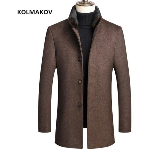 2021 new arrival winter wool coat thicked trench coat men,High quality mens smart casual woolen jackets down liner detachable